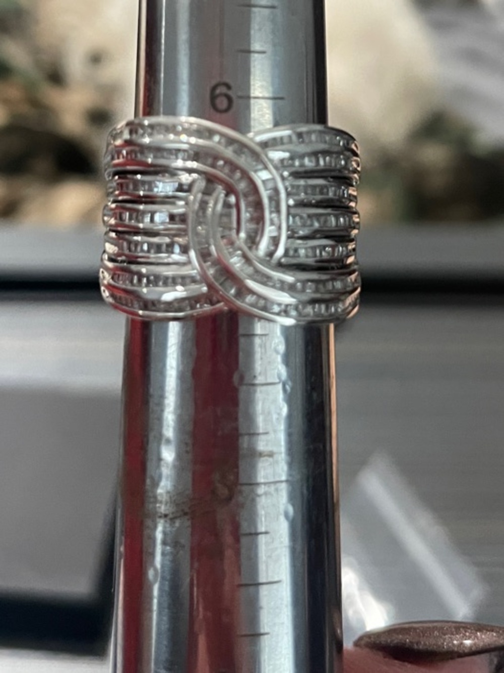 Sterling Silver Natural Diamond Knot Statement Ring
